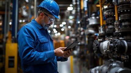 Osha Inspection Using Tablet. Inspecting Warehouse Inventory