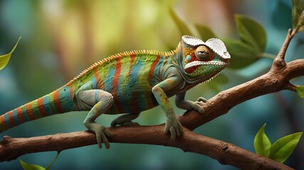 Obraz premium Tropical Chameleon-Inspired Artistic Background