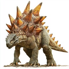 Fototapeta premium Spiky Armored Dinosaur with Prominent Spikes and Detailed Scales in a Naturalistic Setting