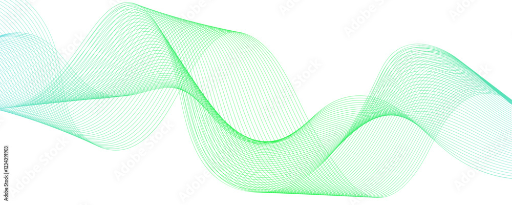Poster abstract wavy green line isolated on white background. gradient and green wave curve lines. colorful