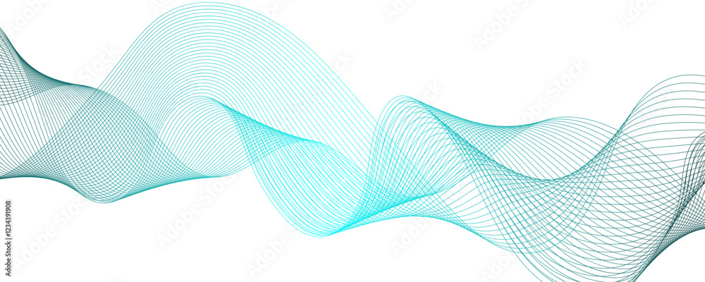 Poster abstract wavy blue line isolated on white background. gradient and blue wave curve lines. colorful w