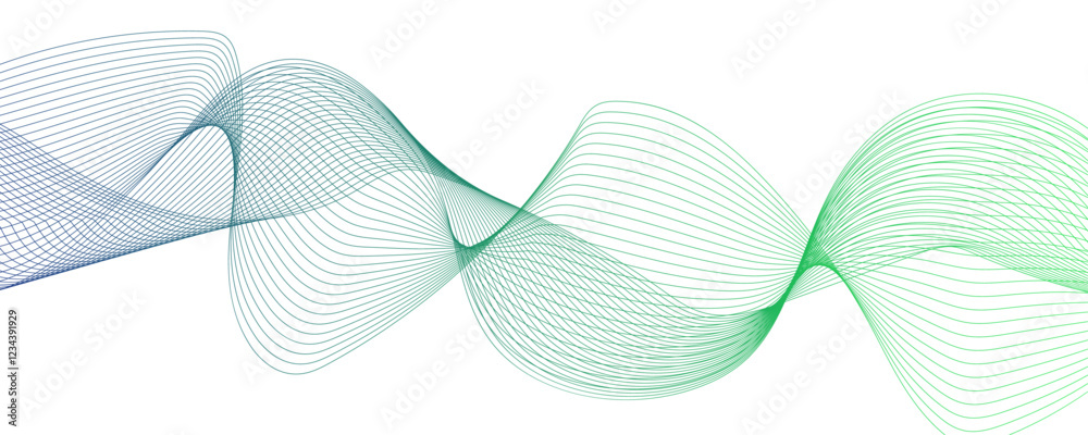 Poster abstract wavy green line isolated on white background. gradient and green wave curve lines. colorful