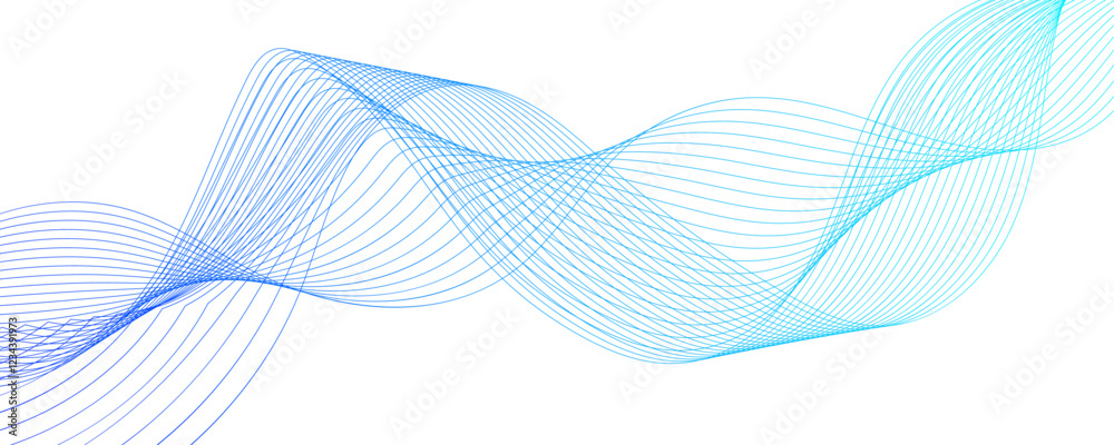 Poster abstract wavy blue line isolated on white background. gradient and blue wave curve lines. colorful w