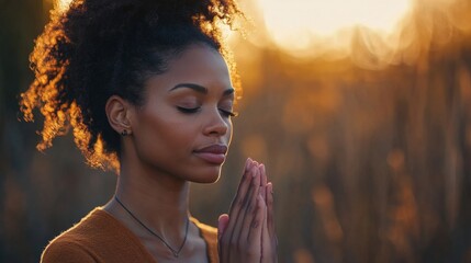 African American Woman Praying. God Seeking Prayer