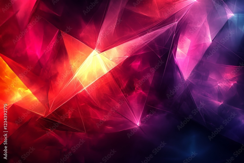 Poster vibrant geometric patterns create dynamic visual effects in colorful abstract composition