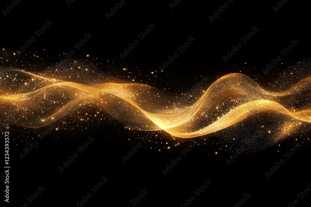 Aufkleber golden shimmering waves create a mesmerizing effect against a dark background for artistic expressio