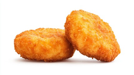 Crispy Golden Chicken Nuggets on a White Background