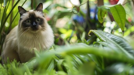 A Birman cat alert mood
