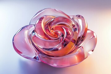 Glossy rose spiral liquid holographic symbol on clear backdrop for modern design, branding, and creative projects targeting photographers and graphic artists