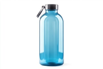 Blue plastic water bottle isolated for hydration solutions and refreshing beverage needs