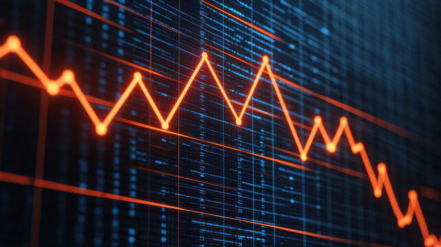 Federal Reserve Interest Rate Cut Themed, Visual representation of data trends with orange line graph