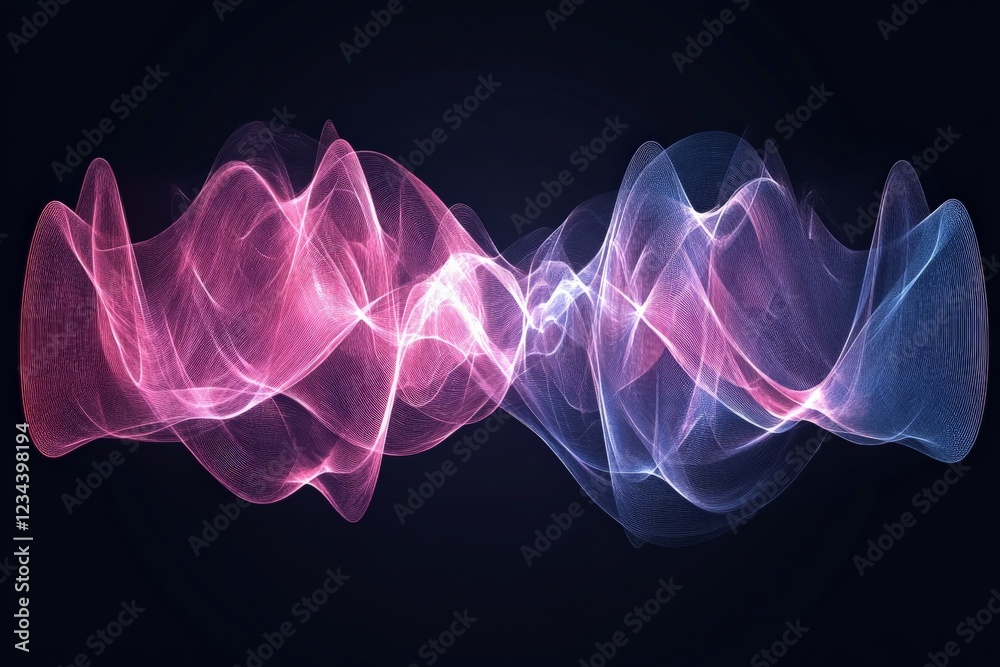 Aufkleber Colorful wave patterns create a vibrant visual effect in a dark background showcasing dynamic movement and fluidity