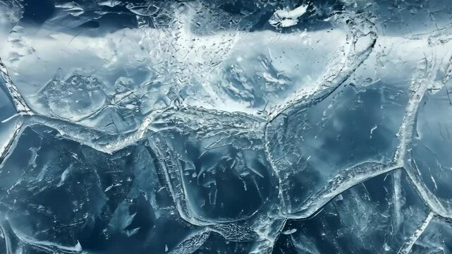 Crystal clear ice blocks showcasing intricate patterns illuminated by light