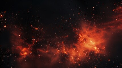 Naklejka premium Enigmatic Black Background with Fiery Ember Particles and Mysterious Witch Elements Perfect for Halloween-themed Designs