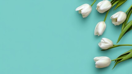 Fototapeta premium Fresh White Tulips in Bloom: A Symbol of Purity and Renewal