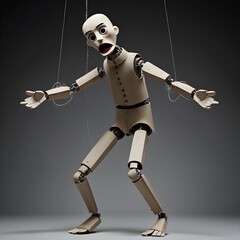 A puppet controlled by invisible hands, struggling to break free