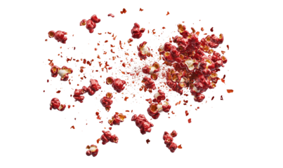 Exploding Red Popcorn Kernel Burst Food Snack Texture, Transparent Background, Ai Generative Images