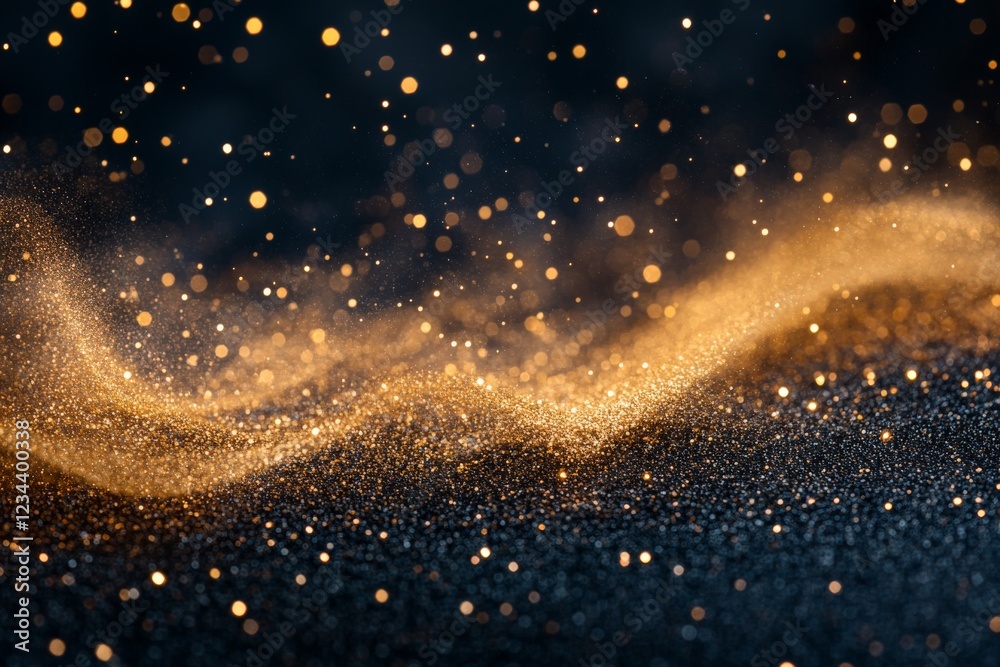 Leinwandbilder sparkling golden dust creates a mesmerizing wave in a dark environment highlighting light and textur