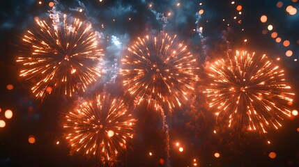 Fototapeta premium Spectacular Fireworks Display in Night Sky, Colorful Celebration and Festival Lights