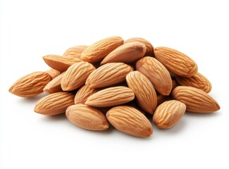 Fototapeta premium Raw Almonds on White Background for Healthy Snack Options