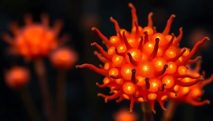 Glowing Orange Flower Cluster in Dark Surroundings