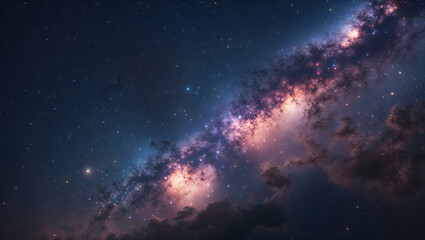 Obraz premium A stunningly realistic image of the Milky Way galaxy stretching across the night sky with dazzling stars and cosmic dust forming a mesmerizing celestial panorama