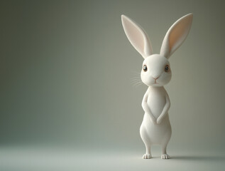 Obraz premium Easter concept: 3D rendering of an Easter bunny. 3D rabbit mockup