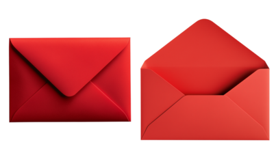 Red Envelopes Closed Open Stationery Mail Post Correspondence Invitation, Transparent Background, Ai Generative Images