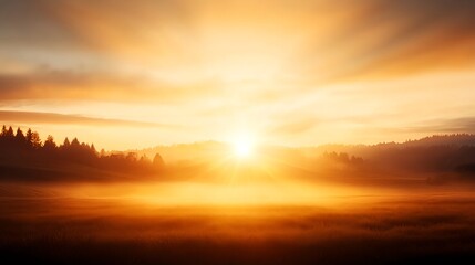 Fototapeta premium Golden Sunrise over Foggy Field