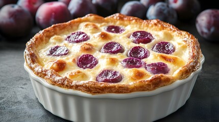 Experience the Delight of Luscious Plum Clafoutis Featuring an Eggy Custard-Like Base