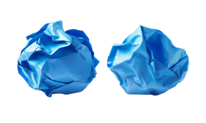 Crumpled Blue Paper Balls Texture Abstract Background, Transparent Background, Ai Generative Images