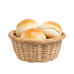 A basket filled with freshly baked bread rolls ready to be served.