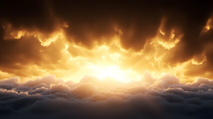 Naklejka premium Golden Sunset Above Dramatic Cloudscape