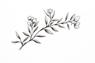 Fototapeta premium Acacia flower pattern drawing sketch.