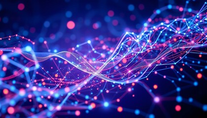Futuristic abstract technology background with neural network, cybersecurity, and data stream elements, Ai generated Images