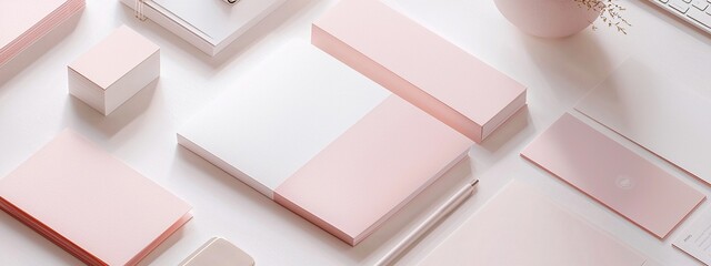 Branding mockups featuring business cards and banners in soft pastel tones