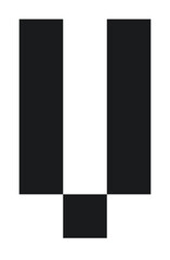 black font letter V with pixel 8bit style