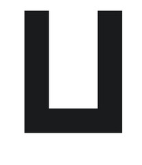 black font letter U with pixel 8bit style