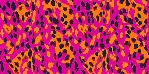 Seamless animal print in fuchsia and neon orange pattern