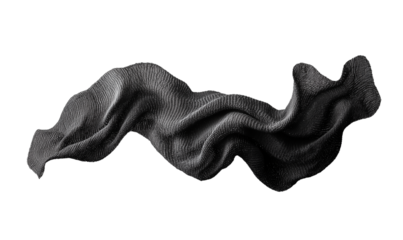 Abstract Dark Grey Fabric Drape Flowing Textile Elegant Design Monochrome Texture, Transparent Background, Ai Generative Images