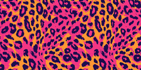 Seamless animal print in fuchsia and neon orange pattern