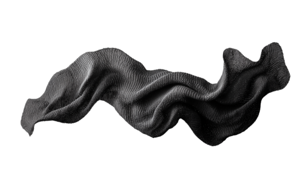 Abstract Dark Grey Fabric Drape Flowing Textile Elegant Design Monochrome Texture, Transparent Background, Ai Generative Images