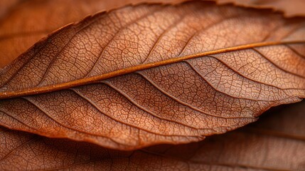 Fototapeta premium Dried brown leaf close-up on other leaves