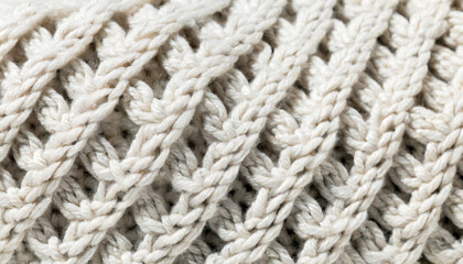 Close-up shot of intricate cable-knit details on a chunky sweater, highlighting a perfect harmony