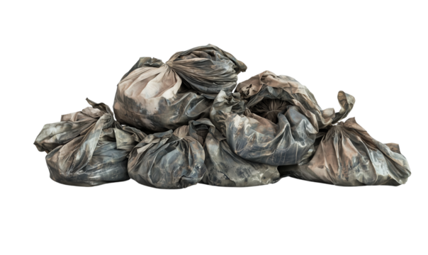 Dirty Trash Bags Pile Waste Disposal Garbage Refuse Rubbish Environmental Pollution Recycling Waste, Transparent Background, Ai Generative Images
