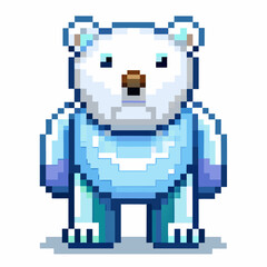 Obraz premium Pixel Art Polar Bear Retro 8 bit Winter Animal Illustration