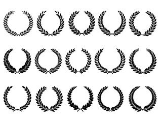 FLORAL LAURAL WREATH SILHOUETTE ON WHITE BACKGROUND