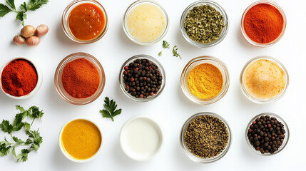 collection of Indian spices on white background