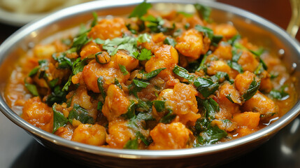 Aaloo ki sabji/dish garnished with corriander