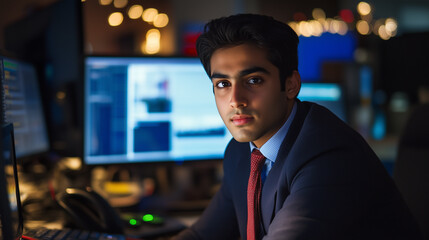 Young Indian businessman in office